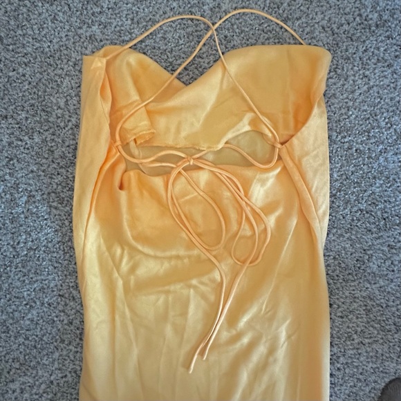 Meshki Draped Slinky Maxi Dress with Cowl Neckline and Lace Cut Outs - Picture 7 of 9